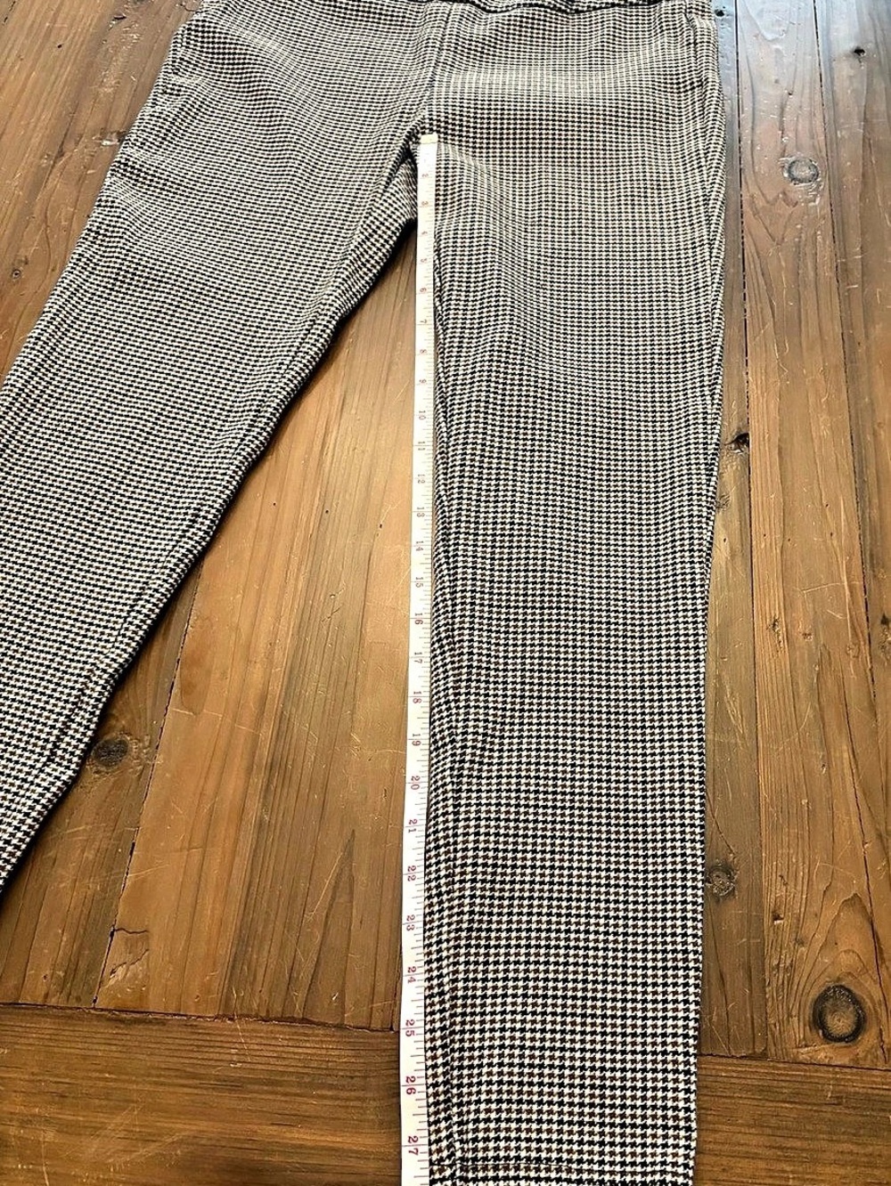 Unbranded Plaid High Rise Skinny Dress Pants Gold Button Accents Size L - Picture 5 of 10